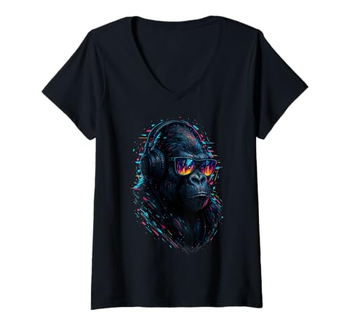 Damen Techno House Electro Minimal Goa PSY Trance Acid Rave DnB T-Shirt mit V-Ausschnitt von Ambient Progressive Psytrance Jungle Dubstep Beat