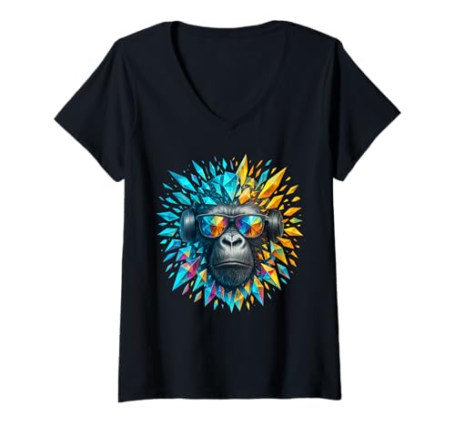 Damen Techno House Electro Minimal Goa PSY Trance Acid Rave DnB T-Shirt mit V-Ausschnitt von Ambient Progressive Psytrance Jungle Dubstep Beat