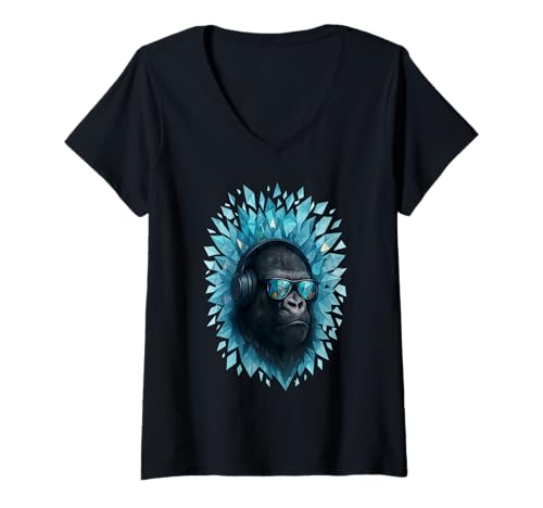 Damen Techno House Electro Minimal Goa PSY Trance Acid Rave DnB T-Shirt mit V-Ausschnitt von Ambient Progressive Psytrance Jungle Dubstep Beat