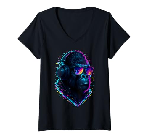Damen Techno House Electro Minimal Goa PSY Trance Acid Rave DnB T-Shirt mit V-Ausschnitt von Ambient Progressive Psytrance Jungle Dubstep Beat
