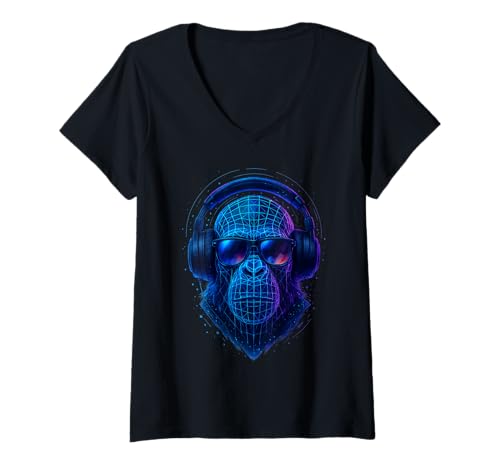 Damen Techno House Electro Minimal Goa PSY Trance Acid Rave DnB T-Shirt mit V-Ausschnitt von Ambient Progressive Psytrance Jungle Dubstep Beat