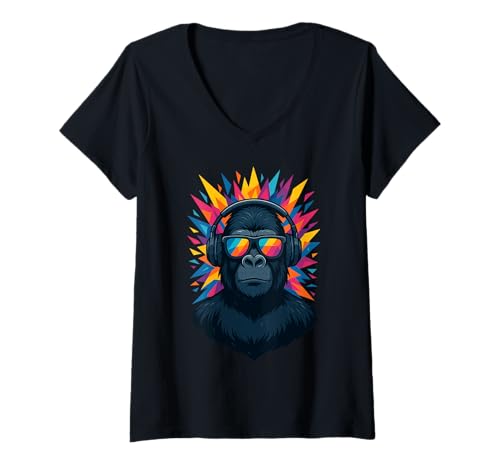 Damen Techno House Electro Minimal Goa PSY Trance Acid Rave DnB T-Shirt mit V-Ausschnitt von Ambient Progressive Psytrance Jungle Dubstep Beat