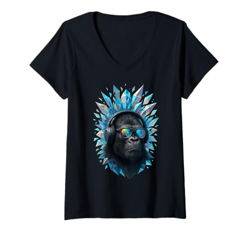 Damen Techno House Electro Minimal Goa PSY Trance Acid Rave DnB T-Shirt mit V-Ausschnitt von Ambient Progressive Psytrance Jungle Dubstep Beat
