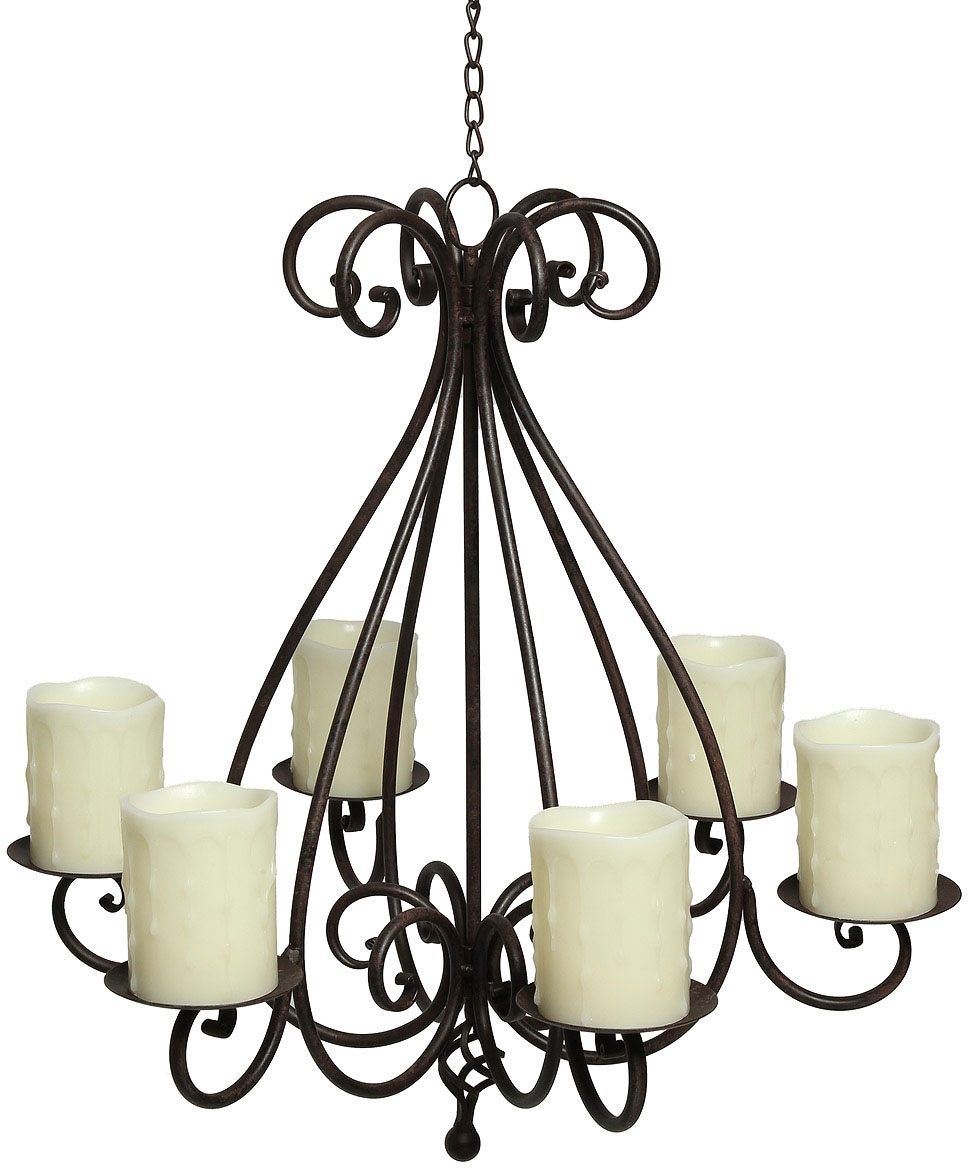 Ambiente Haus Kerzenständer "Kronleuchter mit 6 Tellern in Antikbraun" Stumpenkerzenhalter aus Metall, Ø ca. 53 cm von Ambiente Haus