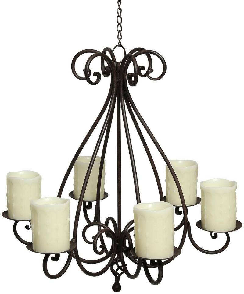 Ambiente Haus Kerzenständer "Kronleuchter mit 6 Tellern in Antikbraun" Stumpenkerzenhalter aus Metall, Ø ca. 53 cm von Ambiente Haus