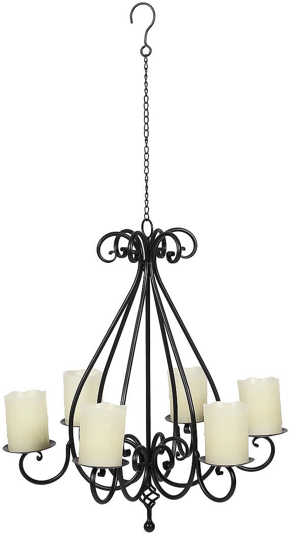 Ambiente Haus Kerzenständer "Kronleuchter mit 6 Tellern in Schwarz" Stumpenkerzenhalter aus Metall, Ø ca. 53 cm von Ambiente Haus