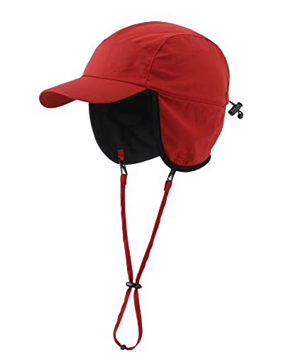 Home Prefer Wasserdichte Herren Wintermützen Warm Fleece gefüttert Ohrenklappen Baseball Cap, rot, Einheitsgröße von Ambientehome