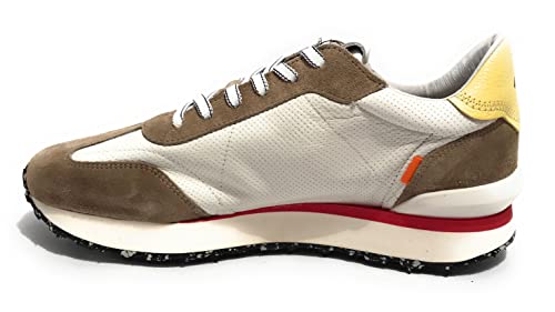 Ambitious Scarpa Uomo 12677 Sneaker Running Taupe/White/Blue Pelle US23AM14 42 von AMBITIOUS