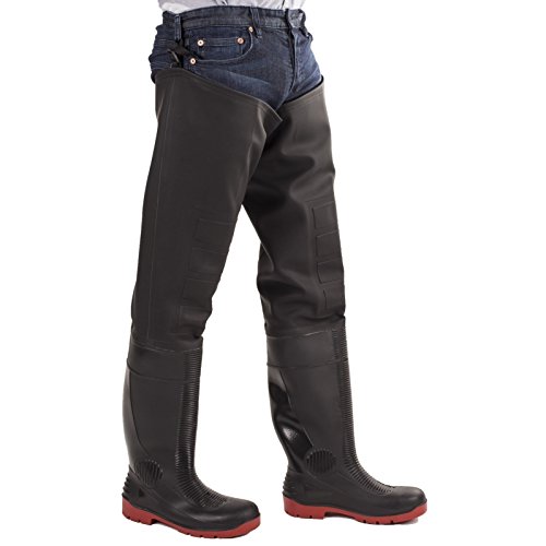 Amblers Herren Rhone Watstiefel, geht bis zu den Oberschenkeln (42 EU) (Schwarz/Rot) von Amblers Safety