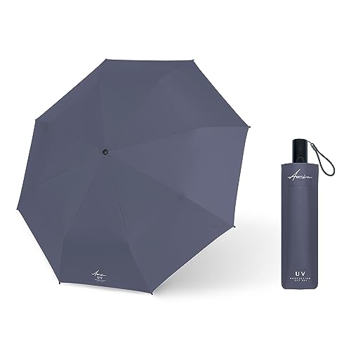 Ambra UV: Automatik Regenschirm mit UV-Schutz. Windfester Taschenschirm für Regen und Sonne. 330 g 27 x 6 cm. Blueberry-Dunkelblau von Ambra UV PROTECTION