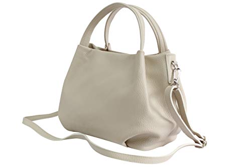 AmbraModa Damen handtasche Henkeltasche Schultertasche aus Echtleder GL023 (Beige) von AMBRA Moda