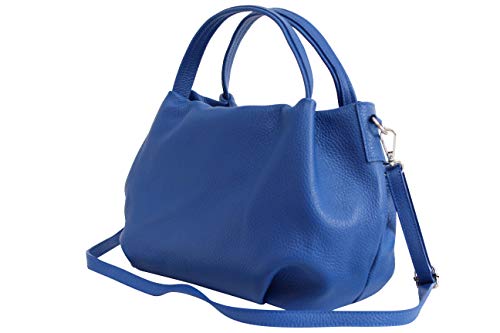 AmbraModa Damen handtasche Henkeltasche Schultertasche aus Echtleder GL023 (Blau) von AMBRA Moda