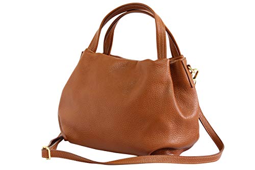 AMBRA Moda Damen handtasche Henkeltasche Schultertasche aus Echtleder GL023 (Cognac) von AMBRA Moda