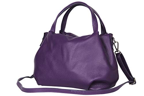 AMBRA Moda Damen handtasche Henkeltasche Schultertasche aus Echtleder GL023 (Lila) von AMBRA Moda