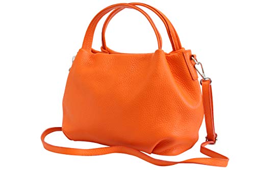 AmbraModa Damen handtasche Henkeltasche Schultertasche aus Echtleder GL023 (Orange) von AmbraModa
