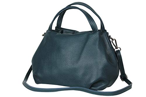 AMBRA Moda Damen handtasche Henkeltasche Schultertasche aus Echtleder GL023 (Petrol) von AMBRA Moda