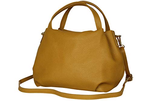 AmbraModa Damen handtasche Henkeltasche Schultertasche aus Echtleder GL023 (Senfgelb) von AMBRA Moda