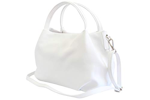 AmbraModa Damen handtasche Henkeltasche Schultertasche aus Echtleder GL023 (Weiß) von AMBRA Moda