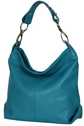 AMBRA Moda GL033 - Damen echt Ledertasche Handtasche Schultertasche Henkeltasche Beutel (Aquamarin) von AMBRA Moda