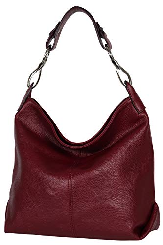 AMBRA Moda GL033 - Damen echt Ledertasche Handtasche Schultertasche Henkeltasche Beutel (Bordeaux) von AMBRA Moda