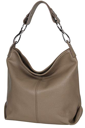 AMBRA Moda GL033 - Damen echt Ledertasche Handtasche Schultertasche Henkeltasche Beutel (Helltaupe) von AMBRA Moda