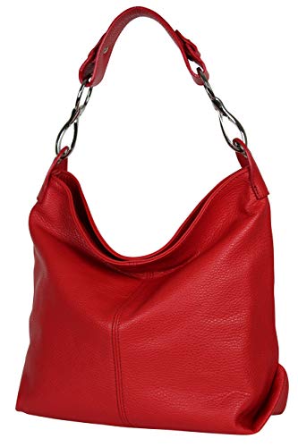 AmbraModa GL033 - Damen echt Ledertasche Handtasche Schultertasche Henkeltasche Beutel (Rot) von AMBRA Moda