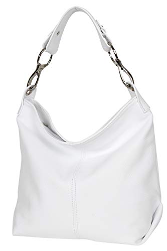 AMBRA Moda GL033 - Damen echt Ledertasche Handtasche Schultertasche Henkeltasche Beutel (Weiß) von AMBRA Moda