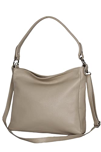 AmbraModa GL35 - Damen Handtasche Schultertasche Umhängetasche aus genarbtem Rindsleder (Beige Sand) von AMBRA Moda