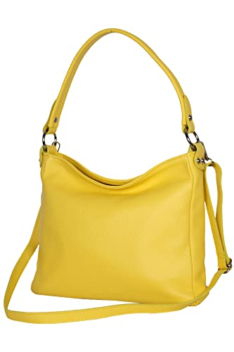 AmbraModa GL35 - Damen Handtasche Schultertasche Umhängetasche aus genarbtem Rindsleder (Gelb) von AMBRA Moda