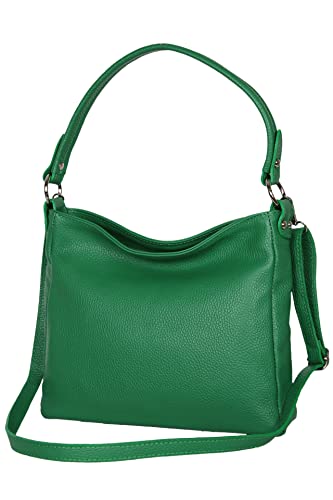 AmbraModa GL35 - Damen Handtasche Schultertasche Umhängetasche aus genarbtem Rindsleder (Grün) von AMBRA Moda