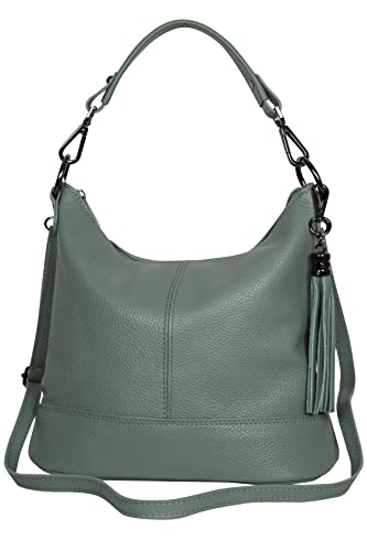 AMBRA Moda GLX09 - Damen Handtasche Schultertasche Beutel aus Echtleder (Avocadogrün) von AMBRA Moda
