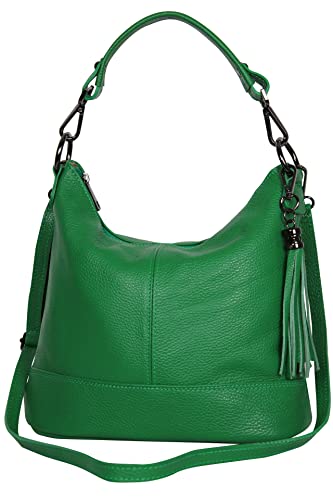 AmbraModa GLX09 - Damen Handtasche Schultertasche Beutel aus Echtleder (Grün) von AMBRA Moda