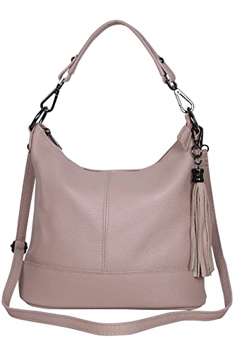 AmbraModa GLX09 - Damen Handtasche Schultertasche Beutel aus Echtleder (Nuderosa) von AMBRA Moda