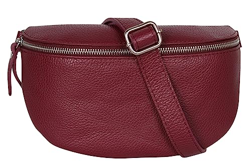 AmbraModa GLX1 - Damen Herren Unisex kleine Hüfttasche Gürteltasche Bauchtasche Umhängetasche aus Echtleder (Bordeaux) von AMBRA Moda