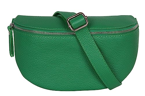 AmbraModa GLX1 - Damen Herren Unisex kleine Hüfttasche Gürteltasche Bauchtasche Umhängetasche aus Echtleder (Grün) von AMBRA Moda