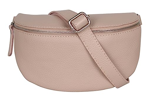 AmbraModa GLX1 - Damen Herren Unisex kleine Hüfttasche Gürteltasche Bauchtasche Umhängetasche aus Echtleder (Nuderosa) von AMBRA Moda