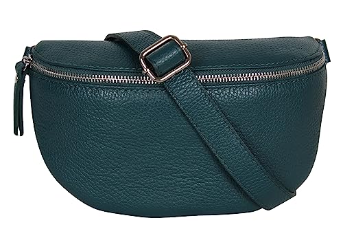 AmbraModa GLX1 - Damen Herren Unisex kleine Hüfttasche Gürteltasche Bauchtasche Umhängetasche aus Echtleder (Petrol) von AMBRA Moda