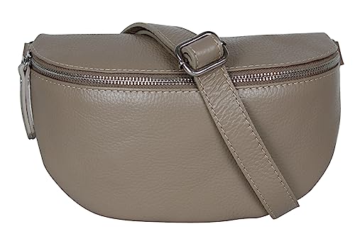 AmbraModa GLX1 - Damen Herren Unisex kleine Hüfttasche Gürteltasche Bauchtasche Umhängetasche aus Echtleder (Sandfarben) von AMBRA Moda