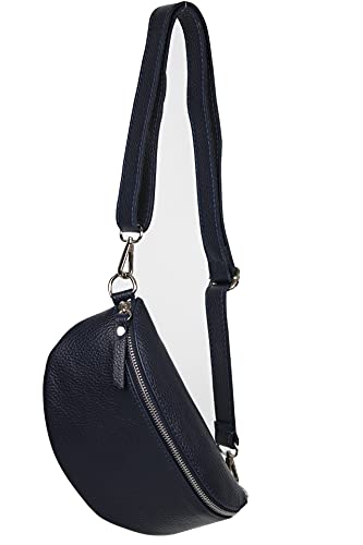 AmbraModa GLX10 - Damen Herren Unisex kleine Hüfttasche Gürteltasche Bauchtasche Umhängetasche aus Echtleder (Dunkelblau) von AMBRA Moda