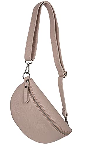 AmbraModa GLX10 - Damen Herren Unisex kleine Hüfttasche Gürteltasche Bauchtasche Umhängetasche aus Echtleder (Nuderosa) von AMBRA Moda