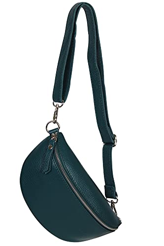 AmbraModa GLX10 - Damen Herren Unisex kleine Hüfttasche Gürteltasche Bauchtasche Umhängetasche aus Echtleder (Petrol) von AMBRA Moda