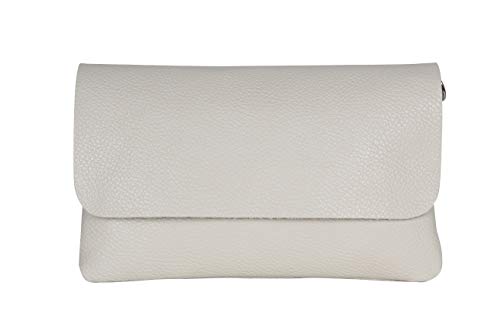 AMBRA Moda GLX11 - Crossbodytas, Clutch, telefoontas van echt leer met afneembaar en verstelbare schouderriem, passend voor mobiele telefoons en tablets tot 7 inch (Beige) von AMBRA Moda