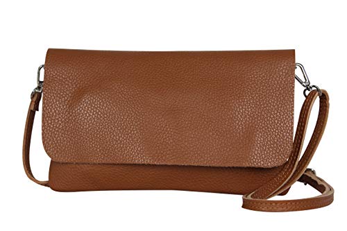 AmbraModa GLX11 - Crossbodytas, Clutch, telefoontas van echt leer met afneembaar en verstelbare schouderriem, passend voor mobiele telefoons en tablets tot 7 inch (Cognac) von AMBRA Moda