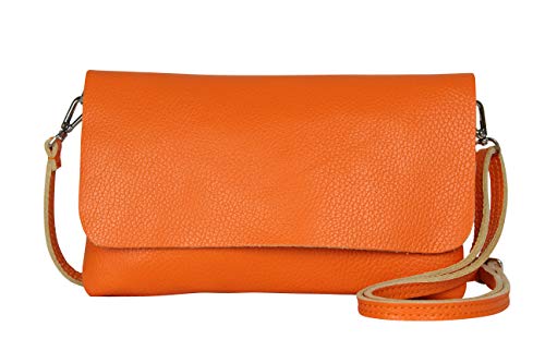AMBRA Moda GLX11 - Crossbodytas, Clutch, telefoontas van echt leer met afneembaar en verstelbare schouderriem, passend voor mobiele telefoons en tablets tot 7 inch (Orange) von AMBRA Moda