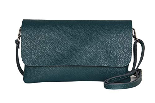 AmbraModa GLX11 - Crossbodytas, Clutch, telefoontas van echt leer met afneembaar en verstelbare schouderriem, passend voor mobiele telefoons en tablets tot 7 inch (Petrol) von AmbraModa