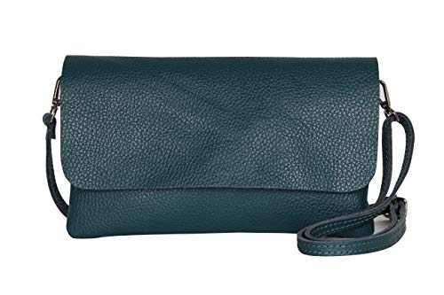 AMBRA Moda GLX11 - Crossbodytas, Clutch, telefoontas van echt leer met afneembaar en verstelbare schouderriem, passend voor mobiele telefoons en tablets tot 7 inch (Petrol) von AMBRA Moda