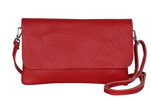 AMBRA Moda GLX11 - Crossbodytas, Clutch, telefoontas van echt leer met afneembaar en verstelbare schouderriem, passend voor mobiele telefoons en tablets tot 7 inch (Rot) von AMBRA Moda