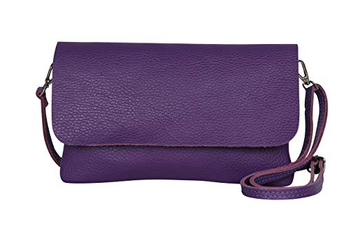 AmbraModa GLX11 - Crossbodytas, Clutch, telefoontas van echt leer met afneembaar en verstelbare schouderriem, passend voor mobiele telefoons en tablets tot 7 inch (Violett) von AmbraModa