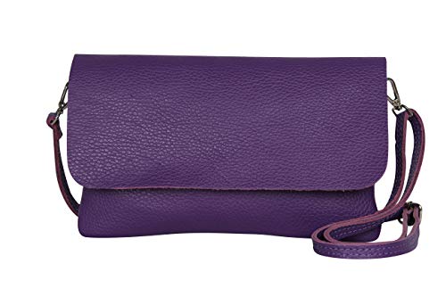 AMBRA Moda GLX11 - Crossbodytas, Clutch, telefoontas van echt leer met afneembaar en verstelbare schouderriem, passend voor mobiele telefoons en tablets tot 7 inch (Violett) von AMBRA Moda