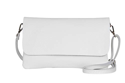 AMBRA Moda GLX11 - Crossbodytas, Clutch, telefoontas van echt leer met afneembaar en verstelbare schouderriem, passend voor mobiele telefoons en tablets tot 7 inch (Weiß) von AMBRA Moda